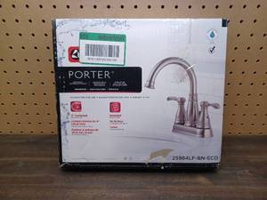 lot 64 image: Delta Porter 4 in. Centerset 2-Handle Bathroom Faucet in Brushed Nickel