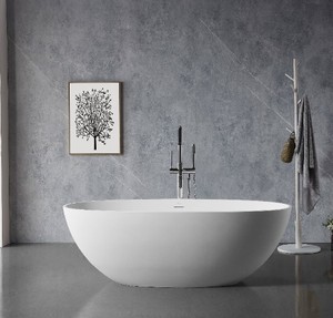 lot 3 image: Freestanding Soaking Solid Surface Bathtub 65 in. x 29.5 in. x 21.7 in. by Clovis