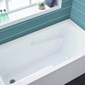 lot 164 image: Ivy 60 in. x 30 in. Left Hand Drain Rectangular Alcove Soaking Bathtub with Apron Skirt in White by Swiss Madison