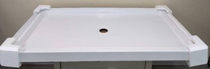 lot 145 image: Delta Classic 400 60 in. L x 32 in. W Alcove Shower Pan Base with Center Drain in High Gloss White