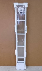 lot 66 image: New 5-Lites Glass with External Grilles 8 in. x 64 in. x 1 in. Full Sidelite with White Frame Replacement Glass Panel by ODL