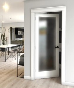 lot 71 image: 1-Lite Solid Core Frosted Glass Shaker White Primed Wood Interior Door Slab 24 in. x 80 in. x 1-38 in. by eightdoors