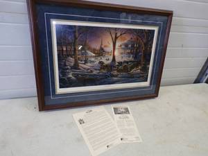 lot 61 image: Terry Redlin Signed and Numbered Beautifully Framed Racing Home with Certificate of Authenticity