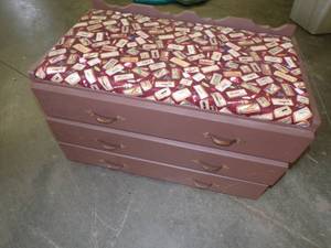 lot 70 image: Padded Fish Bench with Storage   Great Cabin or Lake Home Decor