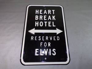 lot 89 image: Heavy Metal Embossed Heart Break Hotel Reserved for Elvis Sign