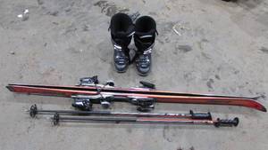 Downhill Skis, Poles and Boots (230mm)