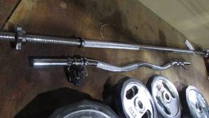 (2) Curling Bars With Weights