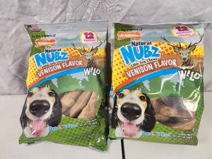lot 26 image: 2 New 1 lb Bags of Nubz Nylabone Medium Dog Chews  Bones