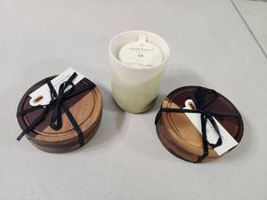 lot 39 image: New Hearth and Hand Coaster Sets and Candle