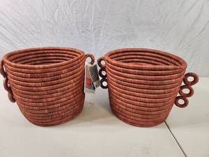 lot 43 image: 2 New Handmade Woven Baskets