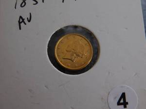 Rare Early Date 1851 $1 Gold Coin marked AU when purchased
