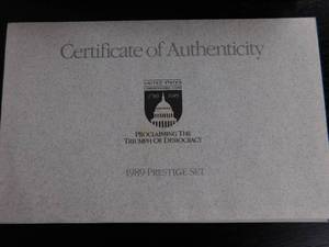 1989-S U.S. Prestige Mint Set Orig. Mint Package, COA, and 90% Silver Congressional Dollar