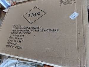 lot 61 image: New in box bistro table and chairs ...