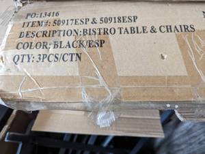 lot 63 image: New in box bistro table and chairs ...