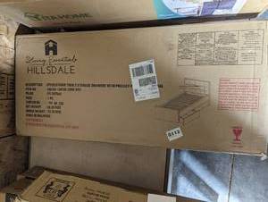 lot 167 image: Upholstered twin 2 storage drawer b...
