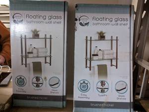 lot 94 image: 2 Floating glass bathroom shelves...
