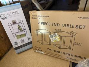 lot 152 image: New 2 Piece end table set and a sla...