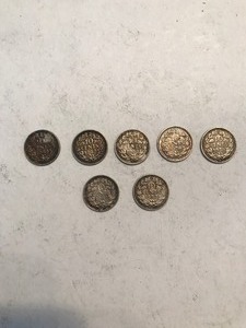 lot 40 image: 7 - NETHERLANDS 10 CENTS QUEEN WILHELMINA SILVER COINS