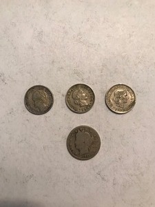 1941 Netherlands 25 cent Wilhelmina coin, 1962 and 1963 Switzerland Confoederatio Helvetics 10 Rappen coins and 1911 Liberty head V nickel