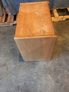 lot 67 image: Night stand, TV tray and holder and shower curtain rod