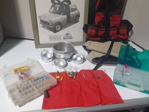 lot 218 image: Tackle boxes and a apron of tackle and more