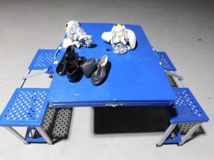 lot 233 image: Traveling picnic tabling, 2 feisty pets, tap shoes and dance shoes