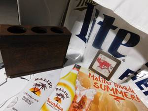 lot 239 image: Miller lite fisherman , malibu, Schells banners and more
