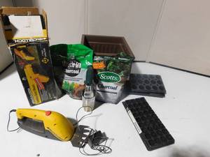 lot 254 image: Grass shears rechargeable, planter, plant charcoal