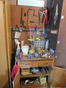 lot 32 image: 2-door 2-drawer wood work station a...