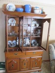 lot 53 image: Large Vintage glass front Buffet Hu...