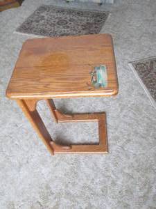 lot 65 image: Small wood tv trayside table...