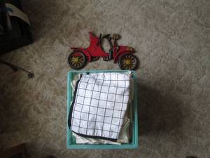 lot 73 image: Plastic Crate filled with linens an...