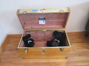 lot 87 image: Brass toned Cedar storage trunk wit...