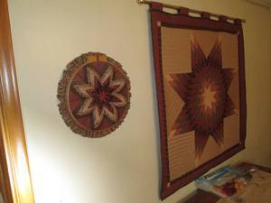 lot 97 image: 2pc Handmade Quilted wall decor in ...