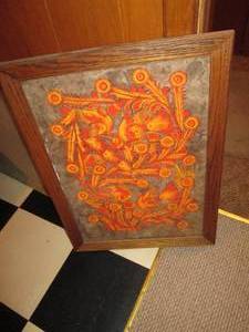 lot 135 image: Hand Embroidered and framed bird ta...