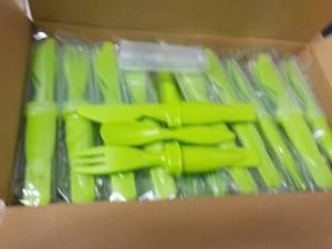 50 Lime Green Plastic Cutlery Sets...