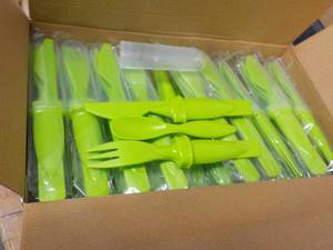 50 Lime Green Plastic Cutlery Sets...
