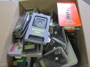 box of android phone covers and  ta...