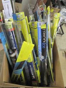 box of various size windshield wipe...