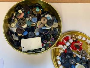 VTG Fruit Tin W Sewing Buttons