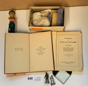 Antique books, booties, soldiers