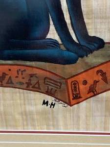 Lg Egyptian Painting Papyrus Cat