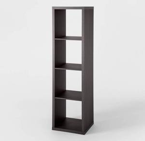 lot 5 image: BrightRoom 4 Cube Vertical Organizer Shelf- Black Oak
