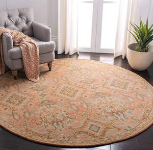 lot 9 image: SAFAVIEH Wyndham Collection 5 Round Terracotta Handmade Premium Wool Area Rug