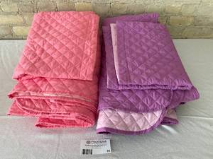 lot 15 image: 2 Twin Sized Quilt and Sham Sets-Purple and Pink