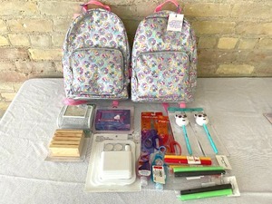 lot 40 image: Lot of 2 School Sized Backpacks, Locker Accessories, Markers and MORE
