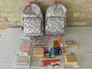 lot 41 image: Lot of 2 School Sized Backpacks, Locker Accessories, Markers and MORE.  