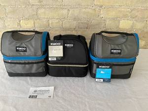 lot 42 image: Lot of 3 Igloo Personal CoolersLunch Boxes