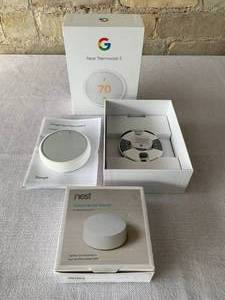lot 133 image: Google Nest Thermostat E with Temperature Sensor 