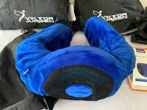 lot 166 image: Lot of 3 Memory Foam Travel Gel Neck Pillows